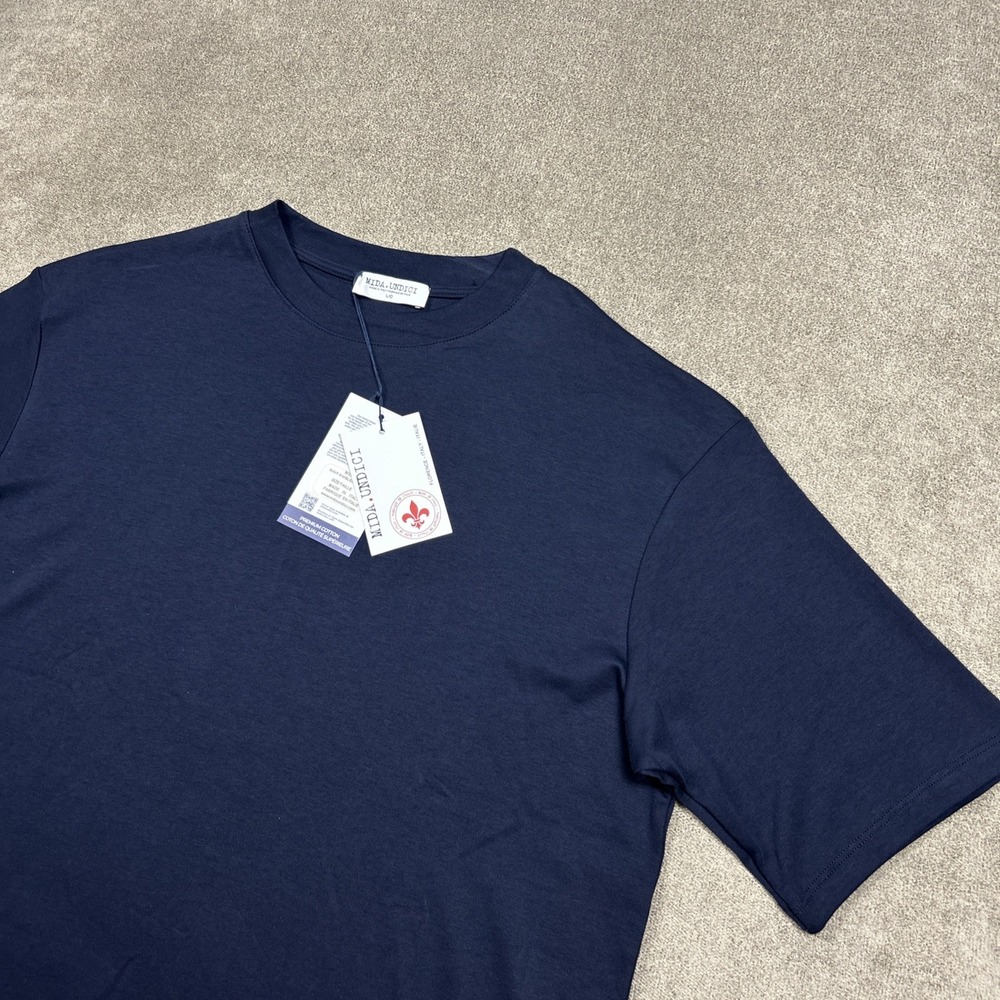 Mida Undici Premium Cotton Made In Italy Tee Mens Large Relaxed Navy Blue